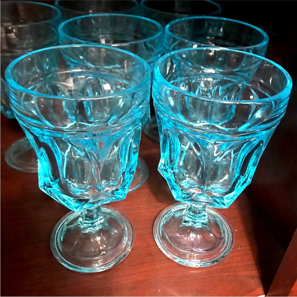Anchor Hocking Fairfield Light Blue Aqua Water Goblets Set Of 2